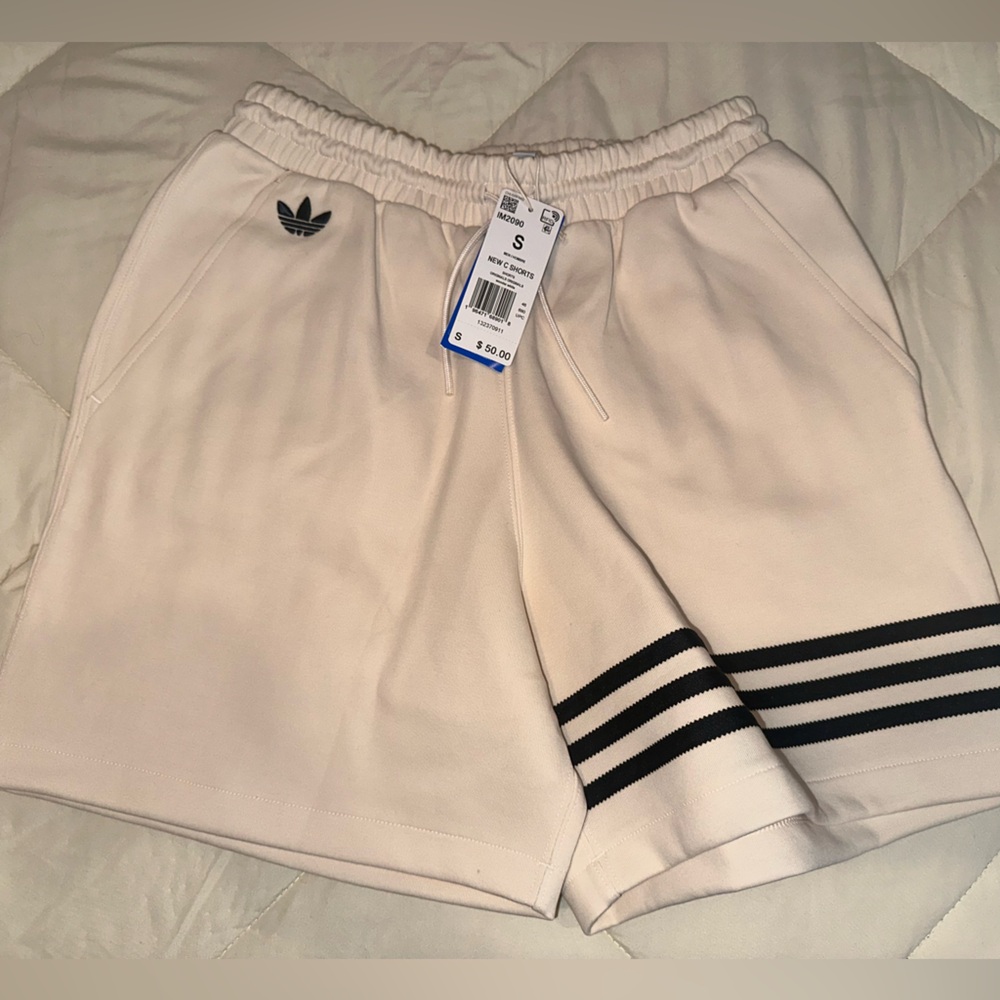 Adidas Men’s Creamy Off White Shorts with Black Stripes
